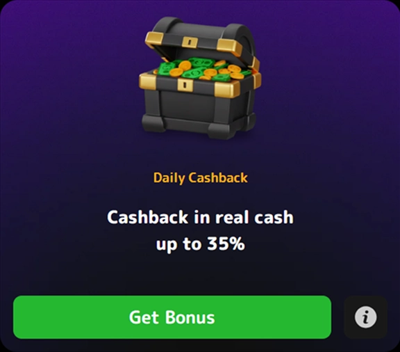 bonus-1 Daily Cashback kiste med sedler og mynter