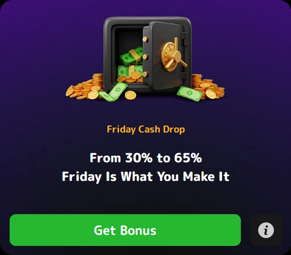 Friday Cash Drop safe med sedler og mynter