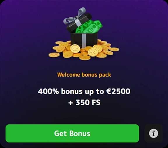 Welcome bonus pack gaveeske fire hundre prosent